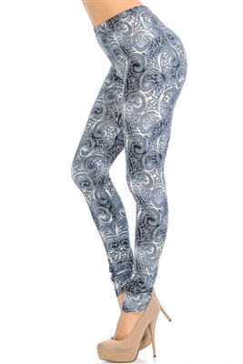 Crystal Glass Graphic Double Brushed Leggings Charcoal - S/M