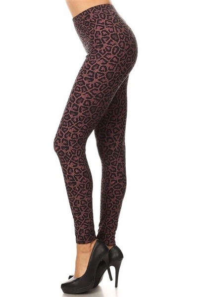 Brushed Soft Pink Leopard Leggings S/M