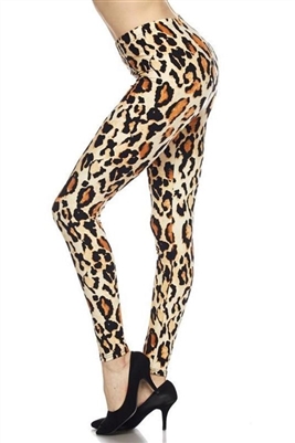 Brushed Soft Cheetah Houndstooth Leggings L/XL