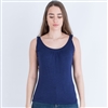 Scoop Neck Gathered Tank Navy