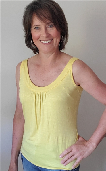 Scoop Neck Gathered Tank Yellow