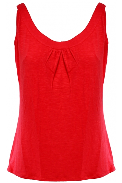 Scoop Neck Gathered Tank Coral
