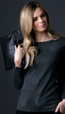 Charcoal Sweater with Diamante Embellishment IN STOCK in XS SM M