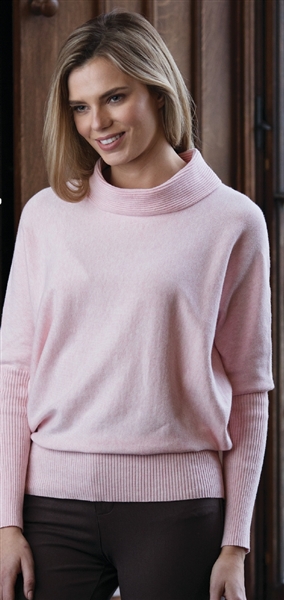 Cotton Pink Cowl Neck Sweater IN STOCK in XL