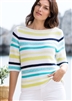 Striped Sweater White with Lime, Aqua and Navy