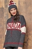 Cotton Canada Pullover Sweater Tweed Black with Burgundy