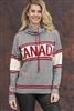 Cotton Canada Pullover Sweater Tweed Grey with Red