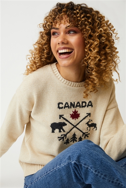 Cotton Country Canada North Pullover Stone Tweed