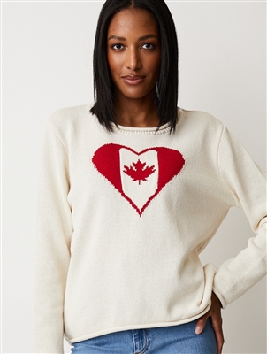 Cotton Canada Love Canada Sweater Natural  with red
