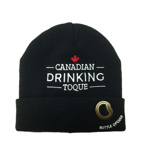 "Canadian Drinking Toque" with Bottle Opener Black