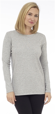 Long Sleeve Crew Neck Sweater Silver Melange