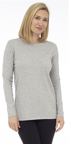 Long Sleeve Crew Neck Sweater Silver Melange