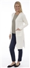 Long Body White Open Cardigan with Patch Pockets