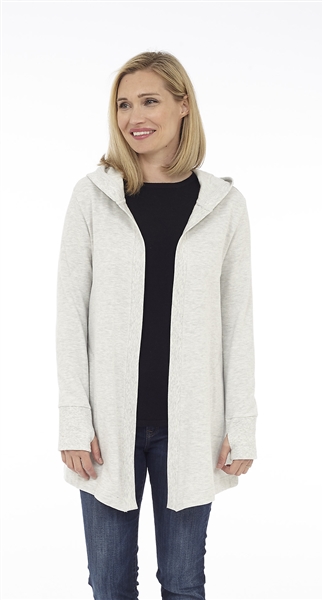 Long sleeve grey hooded open cardigan with pockets