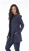 Long sleeve navy hooded open cardigan with pockets