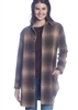 Chocolate brown  Snap Front Plaid Shirt Jacket with Side Seam Pockets