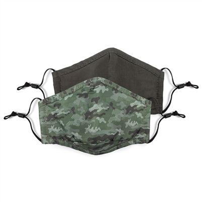 Face Mask Junior Set of 2 Camo + 1 Filter and Adjustable Nose and Ear