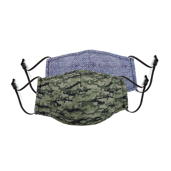 Face Mask Junior Set of 2 Camo Denim + 1 Filter and Adjustable Nose and Ear