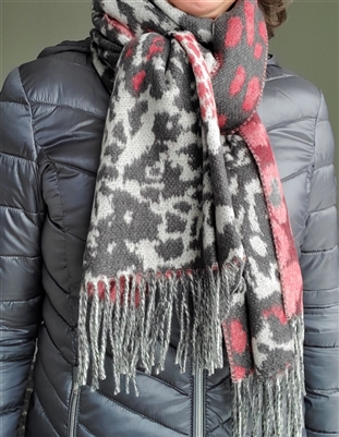 Scarf Cashmink Oversized Animal Collage Charcoal