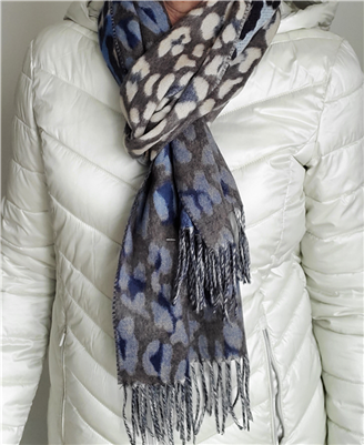 Scarf Cashmink Solid Ombre Leopard Navy