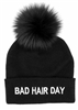BAD HAIR DAY Knit Hat with Pom Pom Black